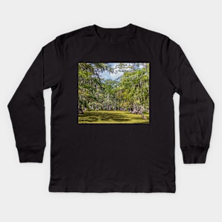 Swampy Bayou with Cypress Trees in Louisiana Kids Long Sleeve T-Shirt